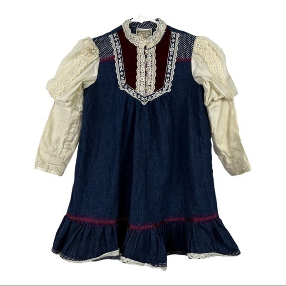 Vintage Gunne Sax Girls Dress Size  6X Prairie Cottage Core Lace